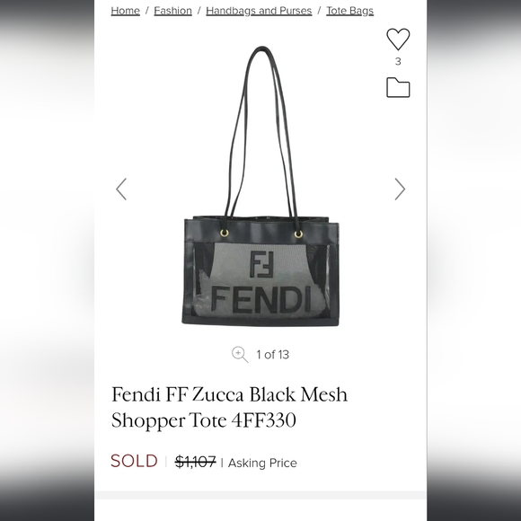 Fendi FF Zucca Black Mesh Shopper Tote- Authentication certificate included - Picture 7 of 11